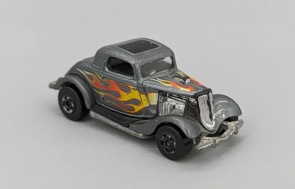 Mattel 1979 Vintage Hot Wheels 34 Ford Coupe Gray With Flames 1:64 Diecast Car
